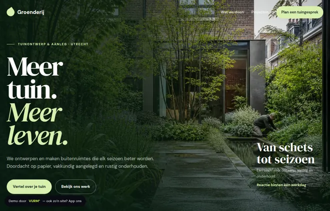 Voorbeeldwebsite voor een hovenier