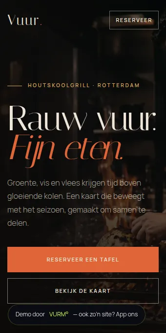 Mobiele voorbeeldwebsite voor een restaurant